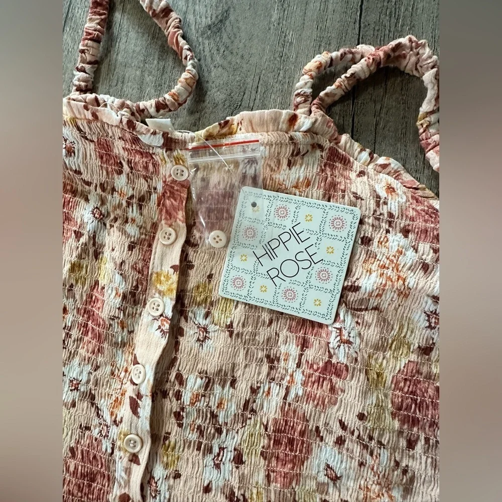 Hippie Rose Pink Floral Crop Top Size Medium - Picture 2 of 6